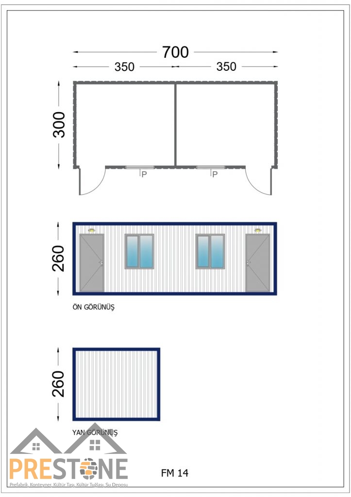 PSK201 - 300x700 CM İKİ ODALI KONTEYNER