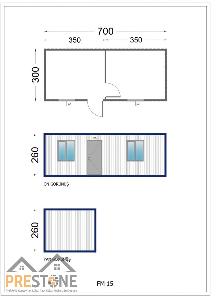 PSK202 - 300x700 CM İKİ ODALI KONTEYNER